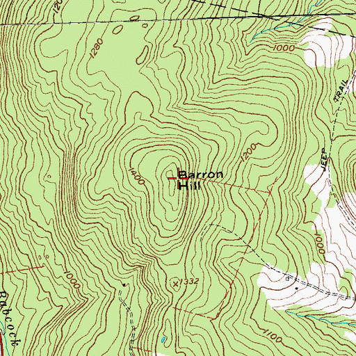 Topographic Map of Barron Hill, VT