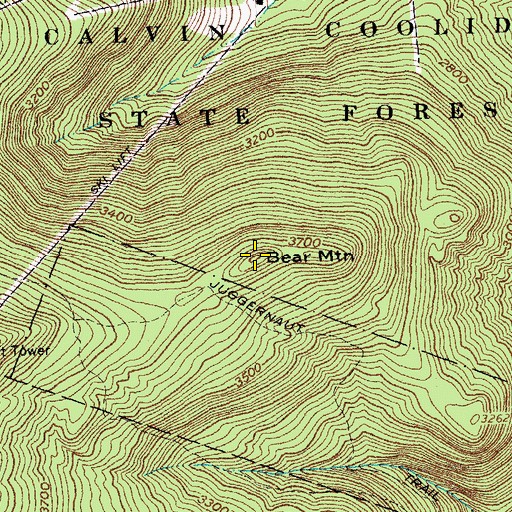 Topographic Map of Bear Mountain, VT