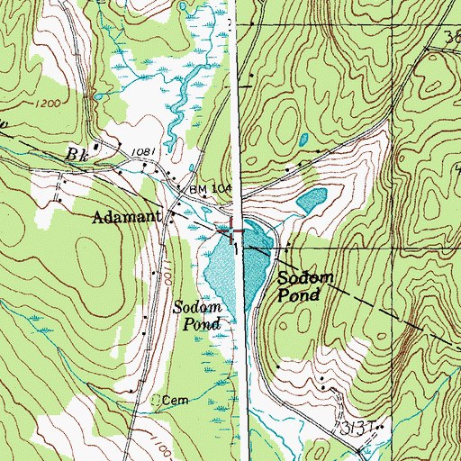 Topographic Map of Beaver Meadow Brook, VT