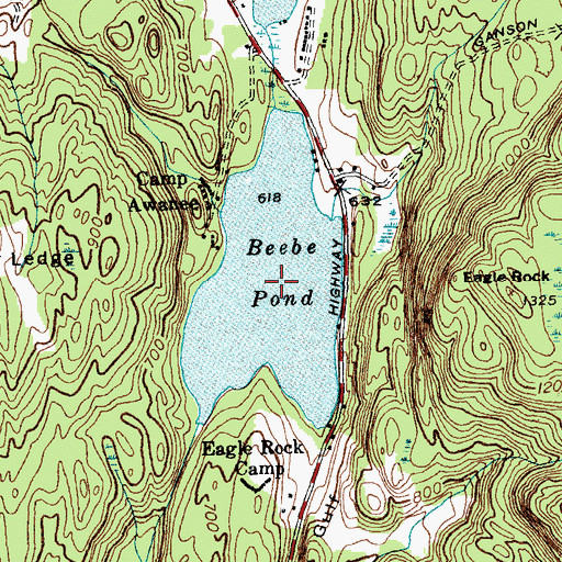 Topographic Map of Beebe Pond, VT