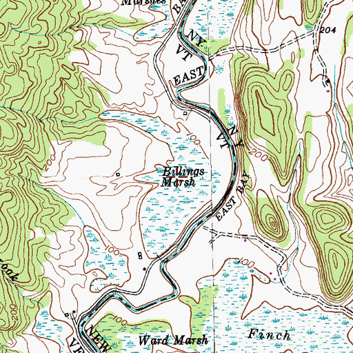 Topographic Map of Billings Marsh, VT