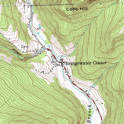 Topographic Map of Bridgewater Center, VT