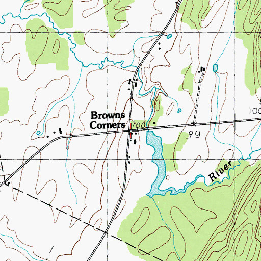 Topographic Map of Browns Corners, VT