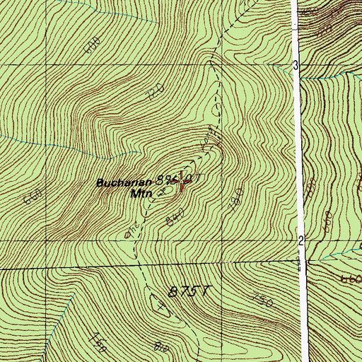 Topographic Map of Buchanan Mountain, VT