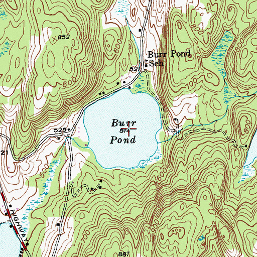 Topographic Map of Burr Pond, VT