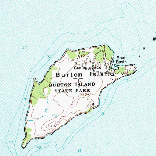 Topographic Map of Burton Island, VT