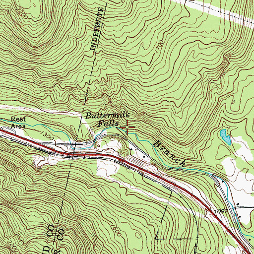 Topographic Map of Buttermilk Falls, VT