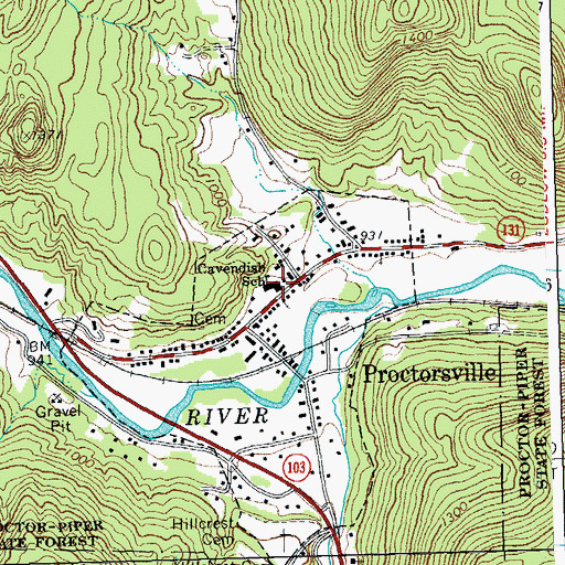 Topographic Map of Cavendish Town Elementary School, VT