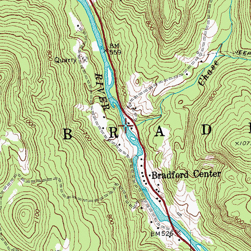 Topographic Map of Chase Brook, VT