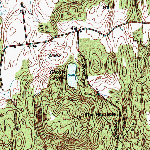 Topographic Map of Choate Pond, VT