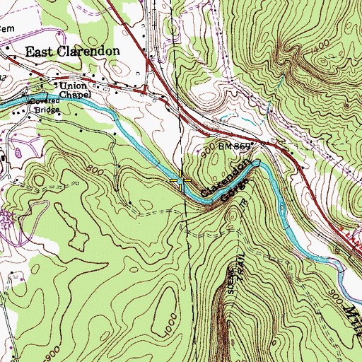 Topographic Map of Clarendon Gorge, VT