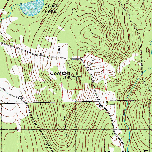 Topographic Map of Comtois Hill, VT