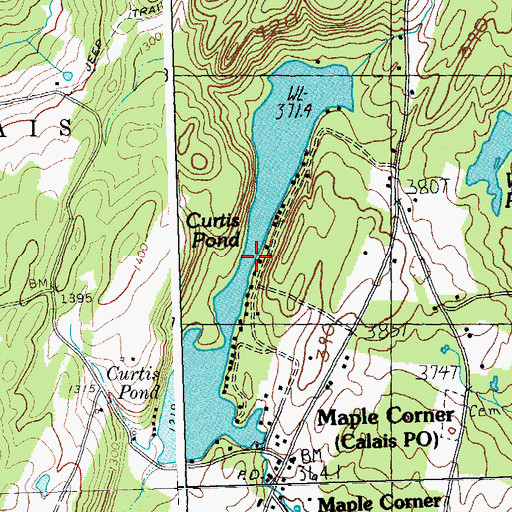 Topographic Map of Curtis Pond, VT