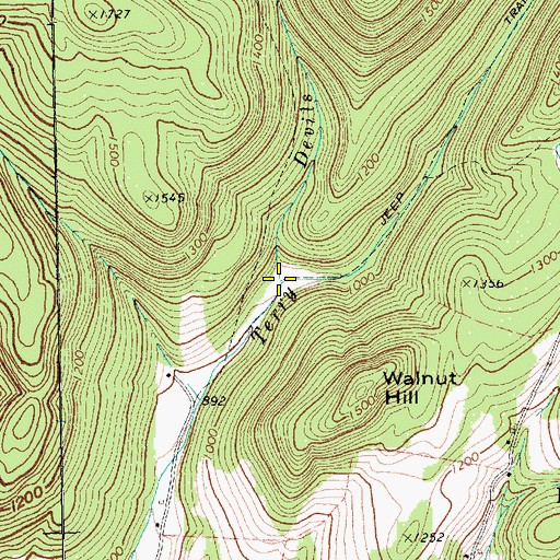 Topographic Map of Devils Glen Brook, VT