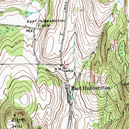 Topographic Map of East Hubbardton, VT