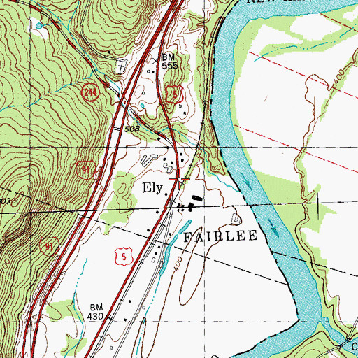 Topographic Map of Ely, VT