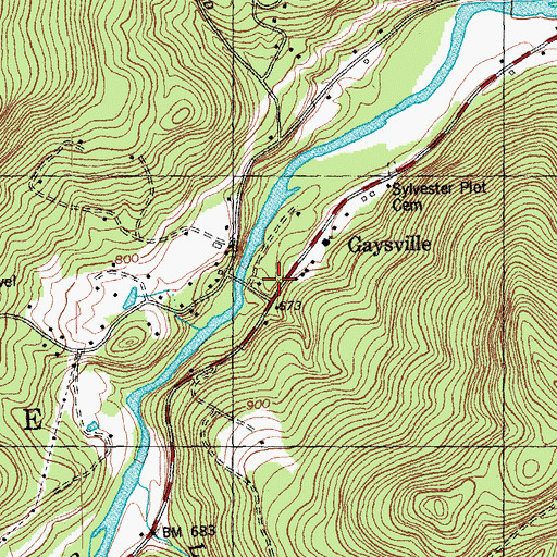 Topographic Map of Gaysville, VT