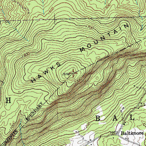 Topographic Map of Hawks Mountain, VT