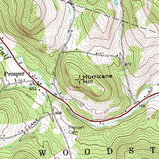 Topographic Map of Hurricane Hill, VT