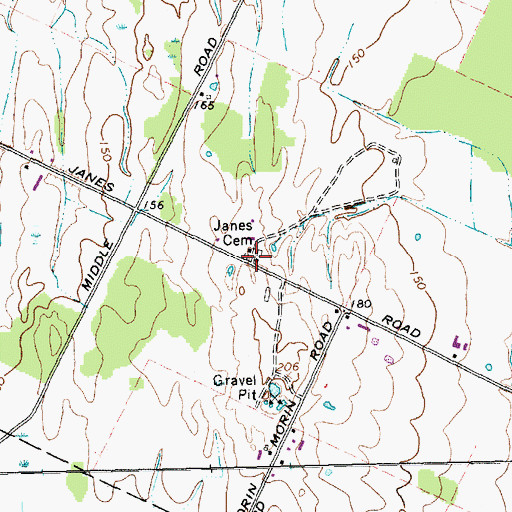 Topographic Map of Janes Cemetery, VT