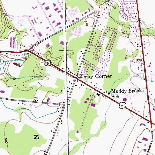 Topographic Map of Kirby Corner, VT