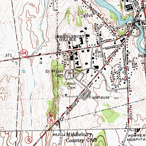 Topographic Map of Marys Cemetery, VT