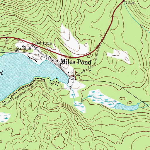 Topographic Map of Miles Pond, VT