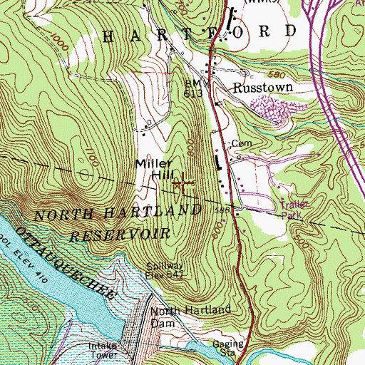 Topographic Map of Miller Hill, VT