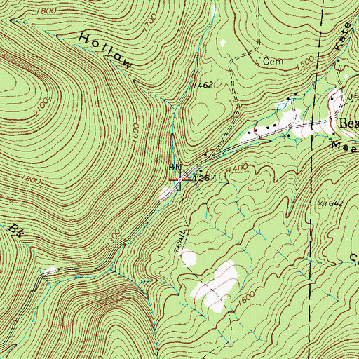 Topographic Map of Moffitt Hollow, VT