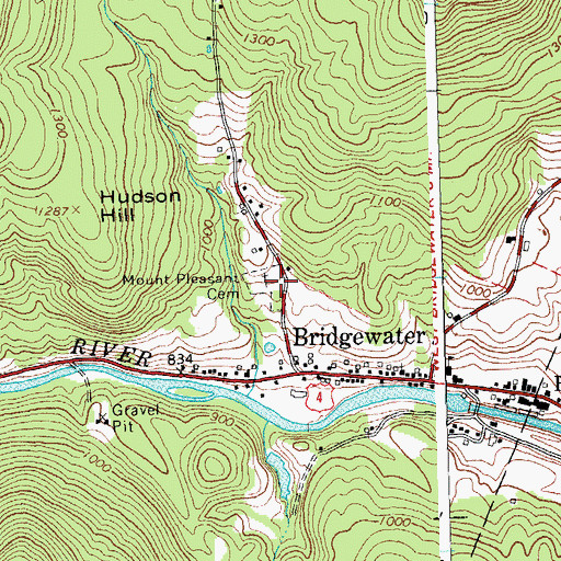 Topographic Map of Mount Pleasant Cemetery, VT