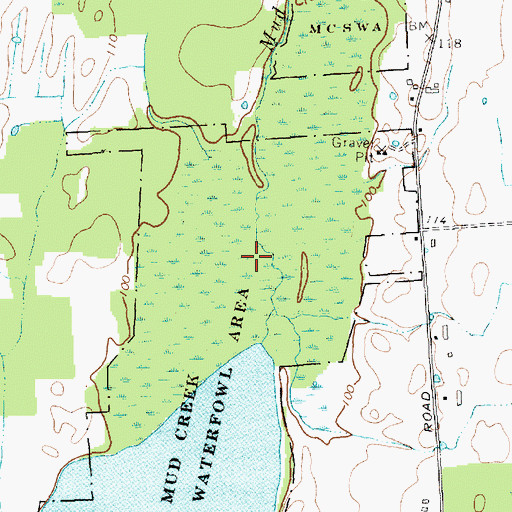 Topographic Map of Mud Creek State Waterfowl Area, VT