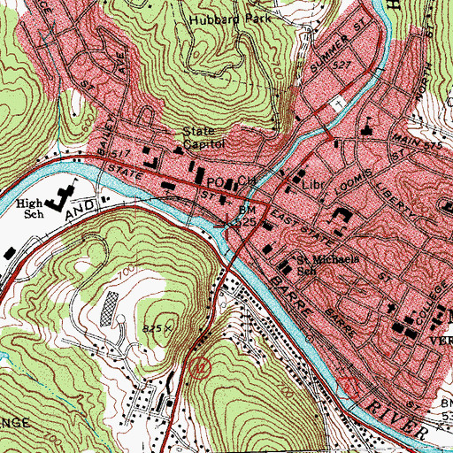 Topographic Map of North Branch Winooski River, VT