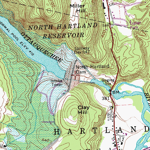 Topographic Map of North Hartland Dam, VT