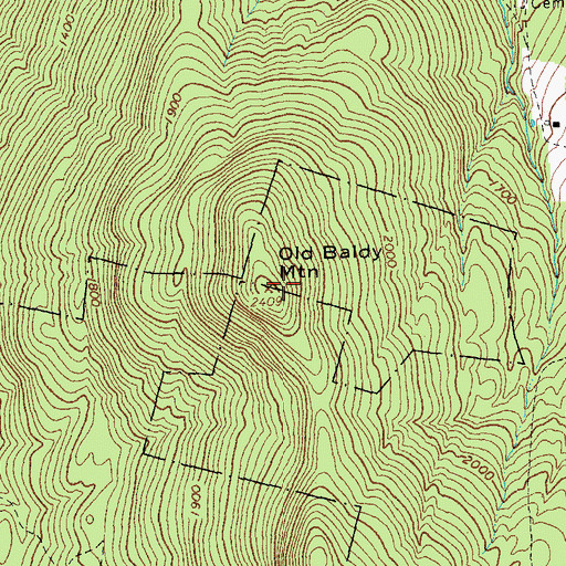 Topographic Map of Old Baldy Mountain, VT