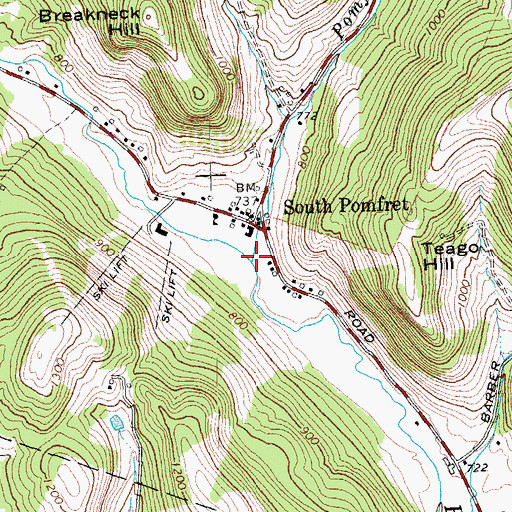 Topographic Map of Pomfret Brook, VT