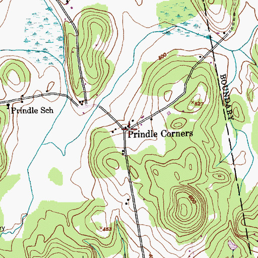 Topographic Map of Prindle Corners, VT
