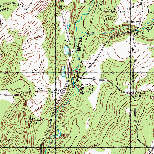 Topographic Map of Roundy Brook, VT