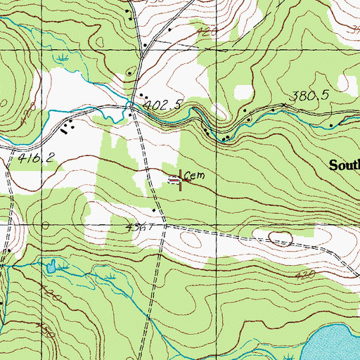 Topographic Map of South Wheelock Cemetery, VT