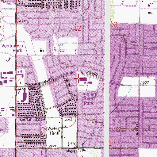 Topographic Map of Indian Bend Elementary School, AZ