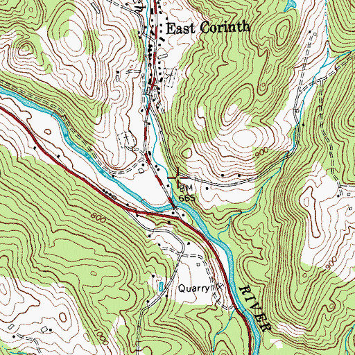 Topographic Map of Tabor Branch, VT
