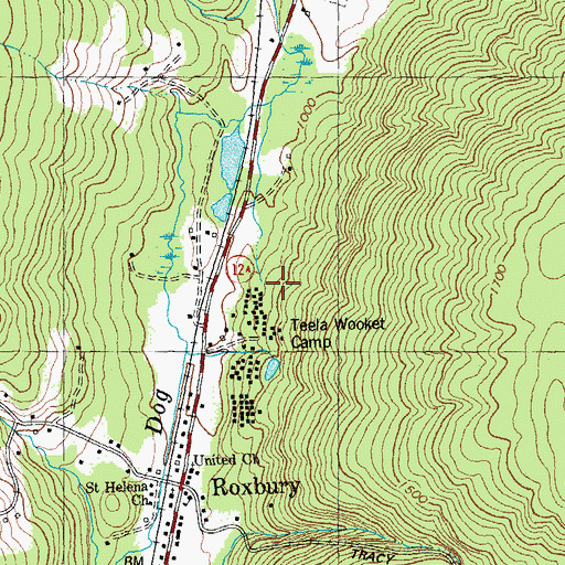Topographic Map of Teela Wooket Camp, VT