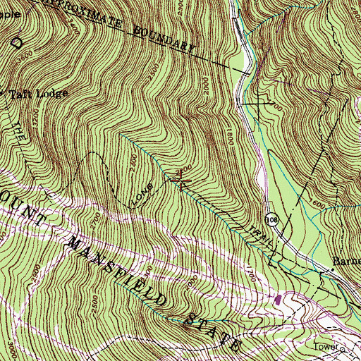 Topographic Map of The Long Trail, VT