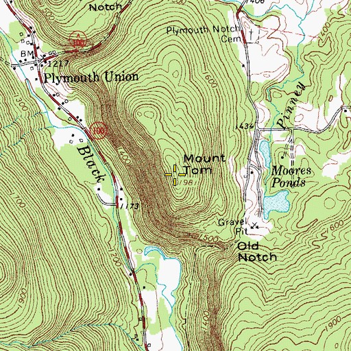 Topographic Map of Mount Tom, VT