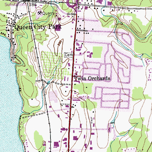 Topographic Map of Twin Orchards, VT