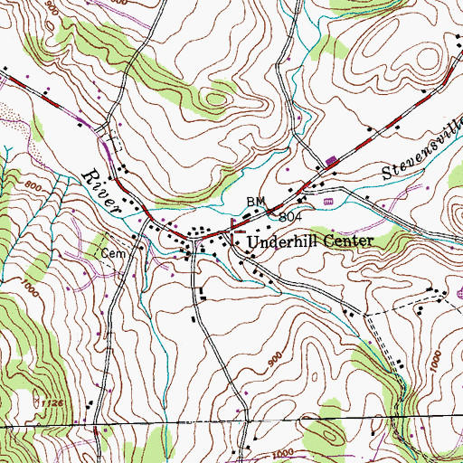 Topographic Map of Underhill Center, VT