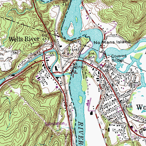 Topographic Map of Wells River, VT