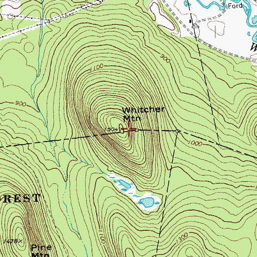Topographic Map of Whitcher Mountain, VT