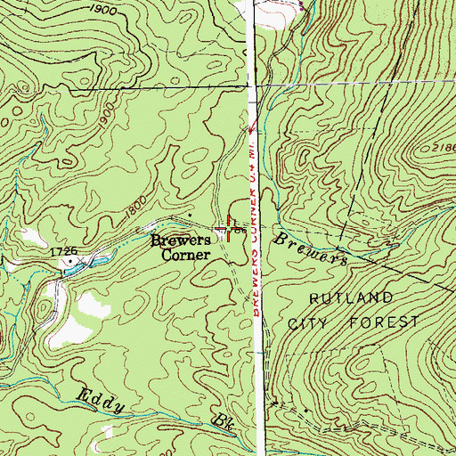 Topographic Map of Brewers Corner, VT