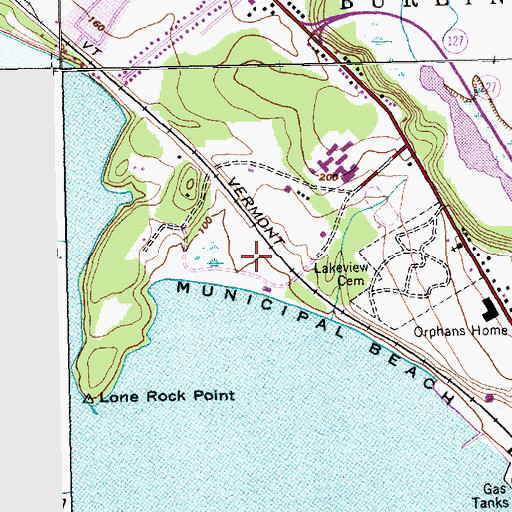 Topographic Map of North Beach Park, VT