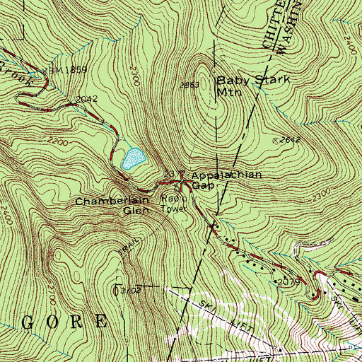 Topographic Map of Appalachian Gap, VT